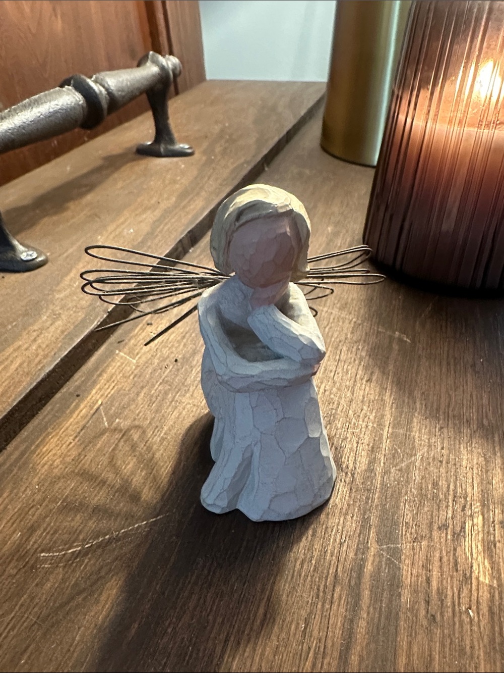 Willow Tree Cream and Brown Angel with Wire Wings Patience
